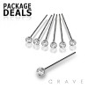 100PCS OF 316L SURGICAL STEEL NOSE FISHTAIL WITH CLEAR GEM PACKAGE